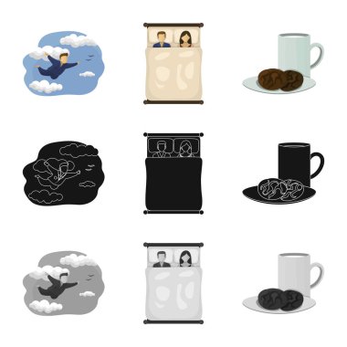 Rüyalar ve gece işareti yalıtılmış nesne. Rüyalar ve web için hisse senedi simgesi yatak odası koleksiyonu.