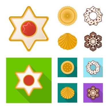 Bisküvi ve kek simgesi yalıtılmış nesne. Bisküvi ve çikolata stok vektör çizim seti.