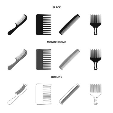 Fırça ve saç logo vektör Illustration. Hisse senedi için fırça ve saç fırçası vektör simge kümesi.