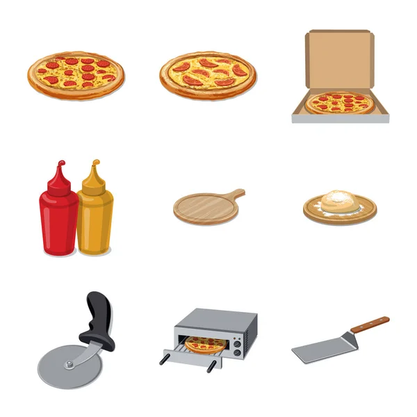 Objeto aislado de pizza y símbolo de comida. Conjunto de pizza y italia símbolo de stock para web . — Vector de stock