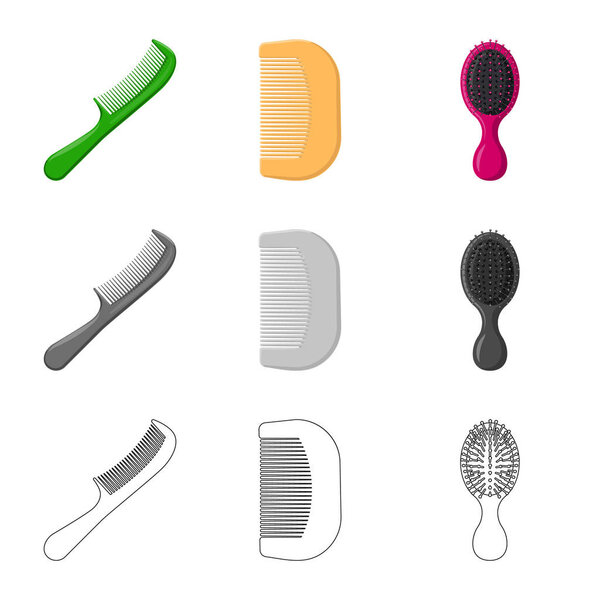 Vector design of brush and hair sign. Collection of brush and hairbrush stock vector illustration.