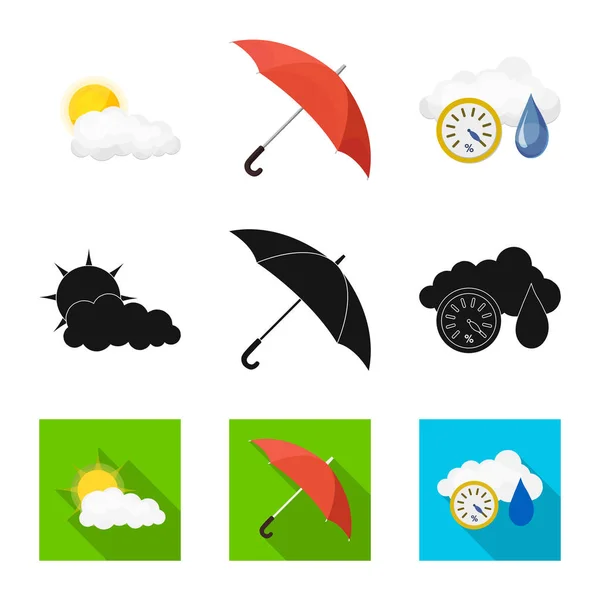 Illustration vectorielle de la météo et du climat. Collection d'illustrations vectorielles des conditions météorologiques et des nuages . — Image vectorielle