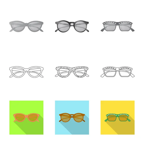 Vector illustration of glasses and sunglasses sign. Collection of glasses and accessory stock symbol for web. — Stock Vector