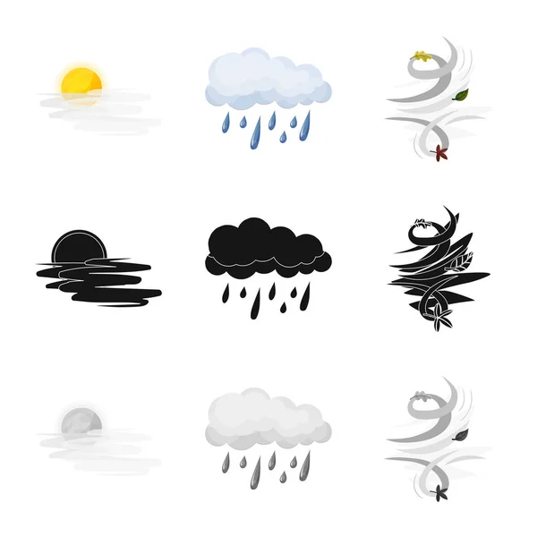 Vectorillustratie van weer en klimaat symbool. Set van weer en cloud vector pictogram voor voorraad. — Stockvector