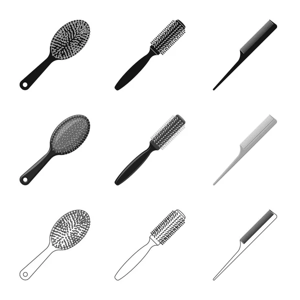 Illustration vectorielle du symbole pinceau et cheveux. Jeu de brosses et brosses à cheveux illustration vectorielle . — Image vectorielle