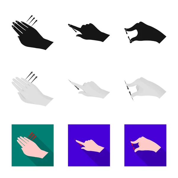 Diseño vectorial de pantalla táctil y símbolo de mano. Conjunto de pantalla táctil e icono de vector táctil para stock . — Vector de stock