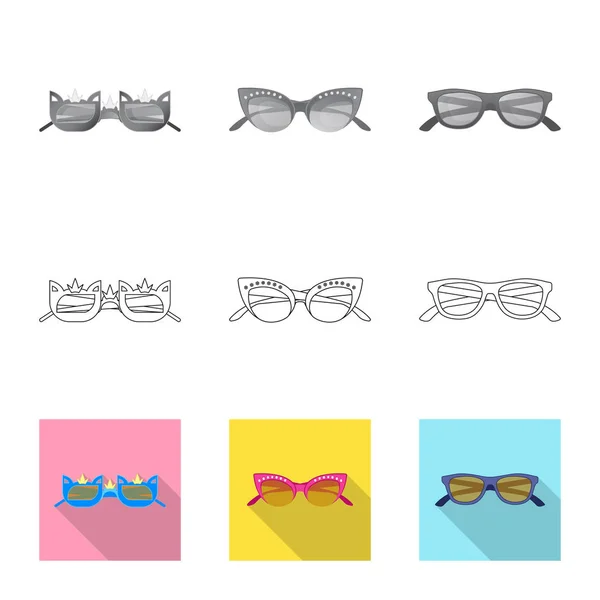 メガネとサングラスのロゴの孤立したオブジェクト。メガネとアクセサリーの株式ベクトル図のセット. — ストックベクタ