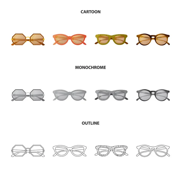 Ilustração vetorial de óculos e óculos de sol sinal. Coleção de óculos e ícone de vetor acessório para estoque . — Vetor de Stock