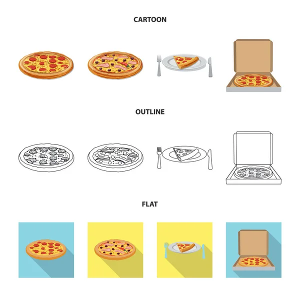 Isolated object of pizza and food logo. Collection of pizza and italy vector icon for stock. — Stock Vector