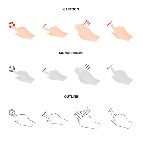 Objeto isolado de tela sensível ao toque e símbolo de mão. Coleção de tela sensível ao toque e ilustração vetorial de estoque de toque . —  Vetores de Stock