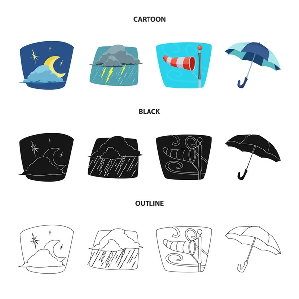 Objet isolé du logo météo et climatique. Ensemble d'icônes vectorielles météo et nuage pour stock . — Image vectorielle
