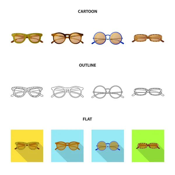 Ilustração vetorial de óculos e óculos de sol sinal. Conjunto de óculos e ícone de vetor acessório para estoque . —  Vetores de Stock