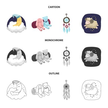 Rüyalar ve gece logo vektör tasarımı. Rüyalar ve yatak odası hisse senedi vektör çizim koleksiyonu.