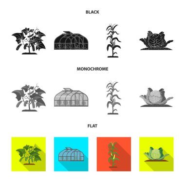 Sera ve bitki simge vektör Illustration. Sera ve Bahçe hisse senedi simgesi için web topluluğu.