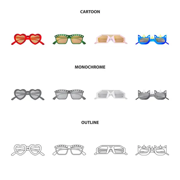 Projeto vetorial de óculos e óculos de sol ícone. Conjunto de óculos e ícone de vetor acessório para estoque . — Vetor de Stock
