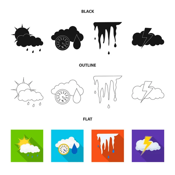 Ilustração vetorial do clima e símbolo climático. Conjunto de símbolo de estoque de tempo e nuvem para web . — Vetor de Stock