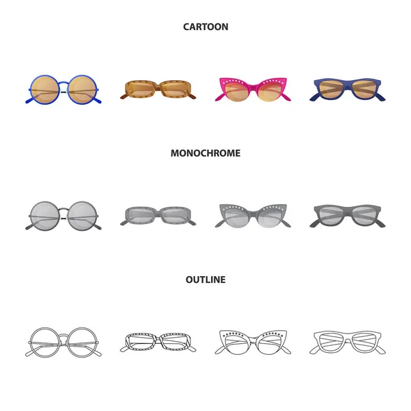 Isolationsobjekt Brille und Sonnenbrille. Brillensatz und Zubehör-Vektor-Symbol für Aktien. — Stockvektor