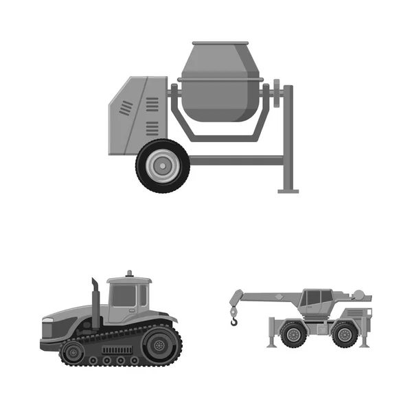 Ilustração vetorial do ícone de construção e construção. Conjunto de construção e ícone de vetor de máquinas para estoque . — Vetor de Stock