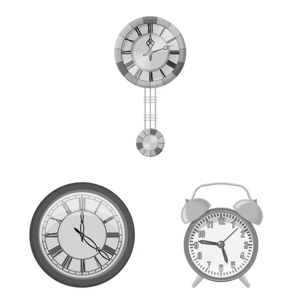 Απομονωμένο αντικείμενο εικονίδιο ρολογιού και το χρόνο. Σετ ρολόι και κύκλο εικονογράφηση διάνυσμα απόθεμα. — Διανυσματικό Αρχείο