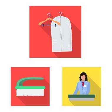 Çamaşırhane ve temiz simge vektör tasarımı. Çamaşırhane ve giyim koleksiyonu vektör hisse senedi simgesi.