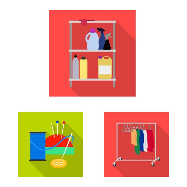 Objeto isolado de lavanderia e logotipo limpo. Conjunto de roupa e roupa vetor ícone para estoque . — Vetor de Stock