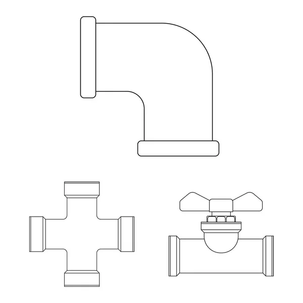 Изолированный объект трубы и знака трубы. Набор значков вектора труб и трубопроводов для склада . — стоковый вектор