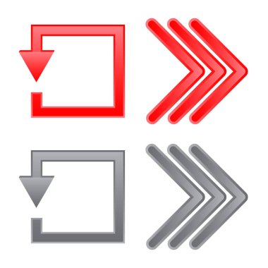 Yalıtılmış nesne öğesi ve ok işareti de olabilir. Web için öğe ve yön hisse senedi simgesi kümesi.