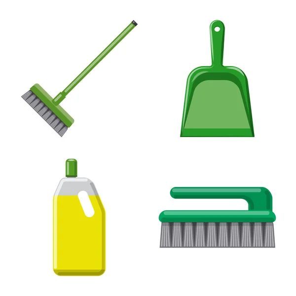 Απομονωμένο αντικείμενο του καθαρισμού και εξυπηρέτησης σημάδι. Σετ καθαρισμού και οικιακής χρήσης εικονογράφηση διάνυσμα απόθεμα. — Διανυσματικό Αρχείο