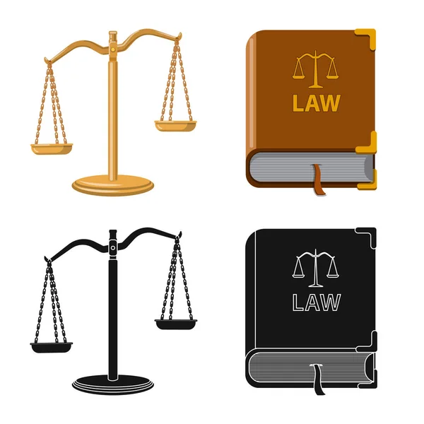 Ilustración vectorial de la ley y el icono del abogado. Colección de la ley y el icono de vector de justicia para la acción . — Vector de stock