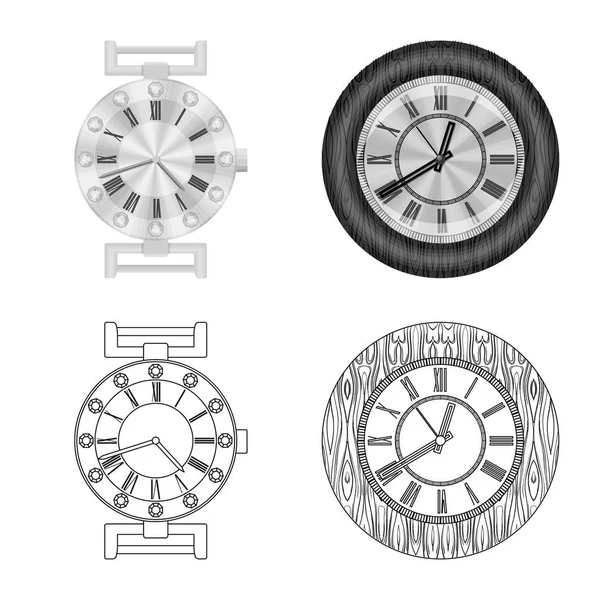 Vektordarstellung von Uhr und Zeitsymbol. Sammlung von Uhr und Kreis Aktiensymbol für Web. — Stockvektor