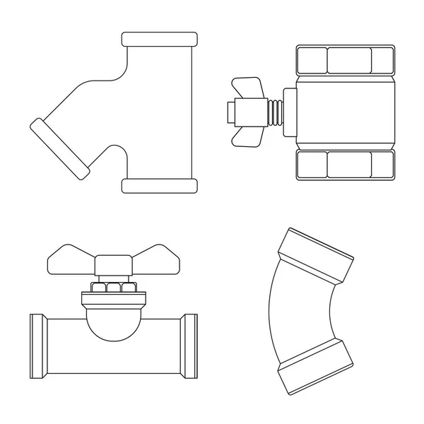 Oggetto isolato di tubo e tubo simbolo. Serie di tubo e gasdotto stock vettoriale illustrazione . — Vettoriale Stock