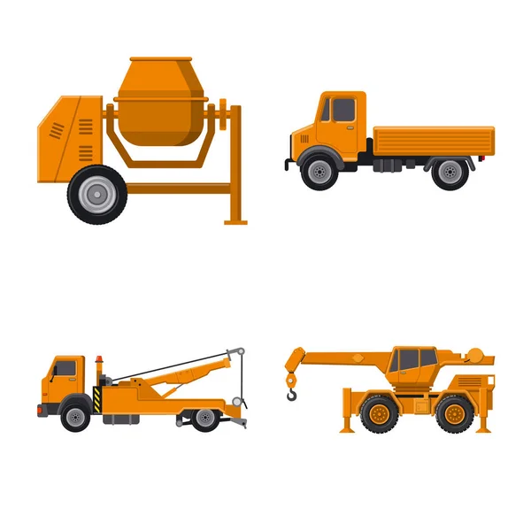 Illustrazione vettoriale del segno di costruzione e costruzione. Raccolta di icone vettoriali di costruzione e macchine per magazzino . — Vettoriale Stock