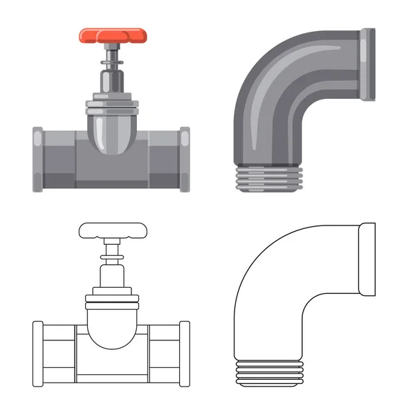 Ilustración vectorial del símbolo de tubo y tubo. Colección de tubería y tubería stock vector ilustración . — Vector de stock