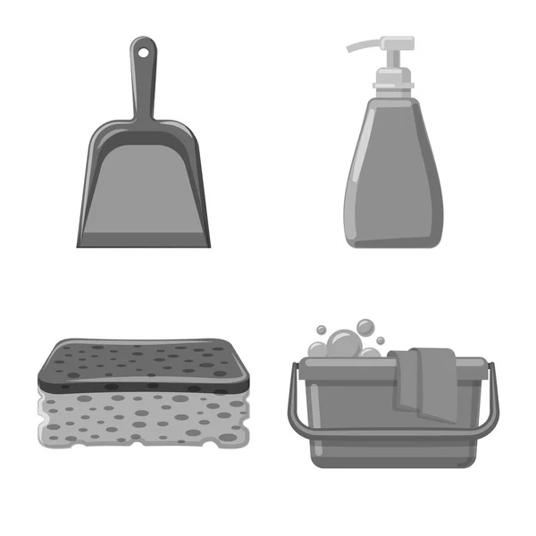 Vektorillustration av städning och service tecken. Uppsättning av städning och hushåll vektor ikonen för lager. — Stock vektor