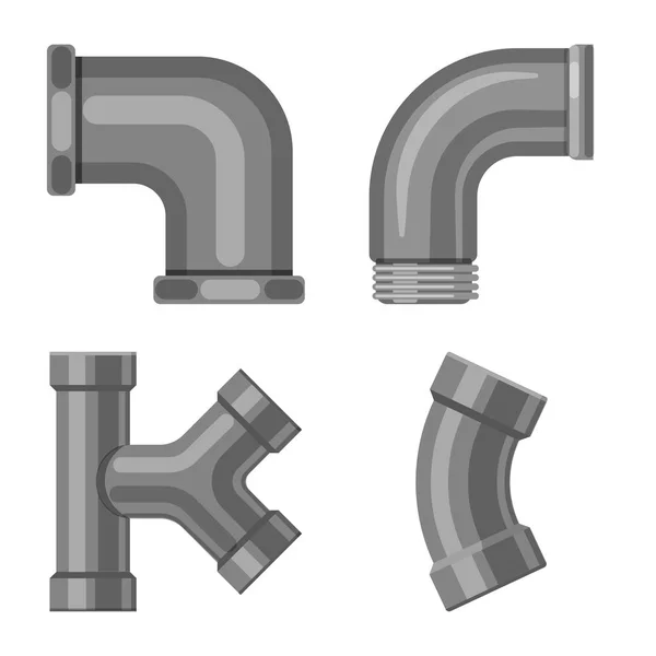 Векторная иллюстрация значка трубы и трубы. Сбор значка трубы и вектора трубопровода для склада . — стоковый вектор