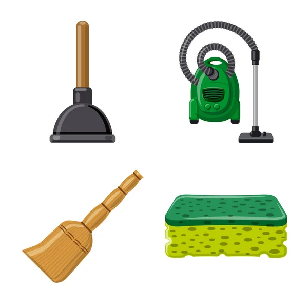 Ilustração vetorial do ícone de limpeza e serviço. Conjunto de limpeza e ilustração do vetor do estoque doméstico . —  Vetores de Stock