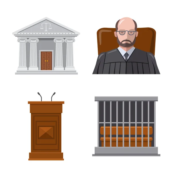 Objeto de ley aislado y firma de abogado. Conjunto de ley y justicia stock vector ilustración . — Vector de stock