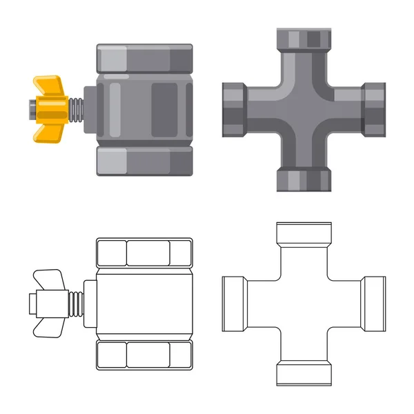 Geïsoleerde object van pijp en buis teken. Set van pijp en pijpleiding voorraden vectorillustratie. — Stockvector