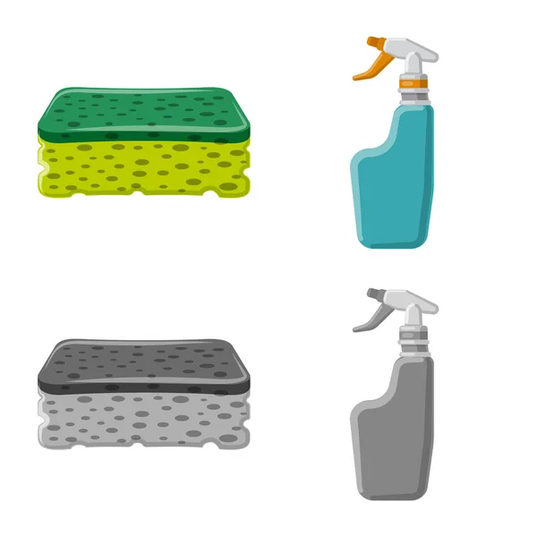 Vector ontwerp van schoonmaak- en service-logo. Set van schoonmaak- en huishoudelijke vector pictogram voor voorraad. — Stockvector