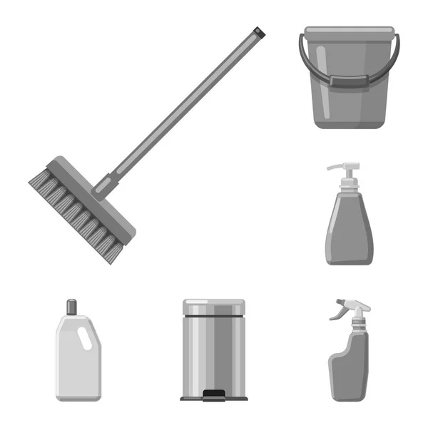 Diseño vectorial del logotipo de limpieza y servicio. Juego de limpieza y símbolo de stock doméstico para web . — Vector de stock
