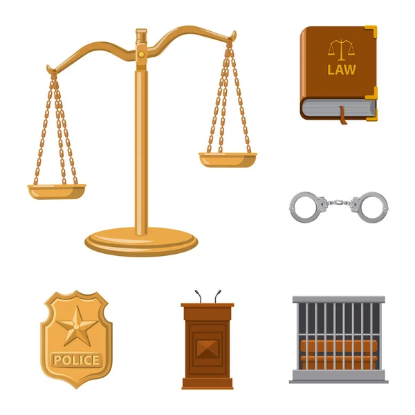 Isolated object of law and lawyer logo. Set of law and justice vector icon for stock. — Stock Vector