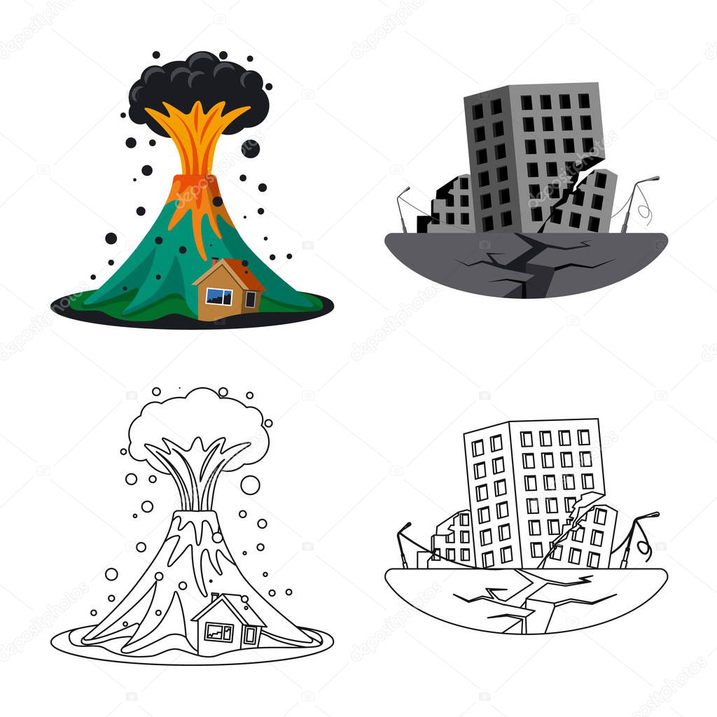 Isolated object of natural and disaster icon. Collection of natural and risk stock symbol for web.
