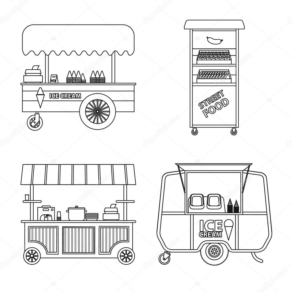Isolated object of market and exterior logo. Set of market and food stock vector illustration.