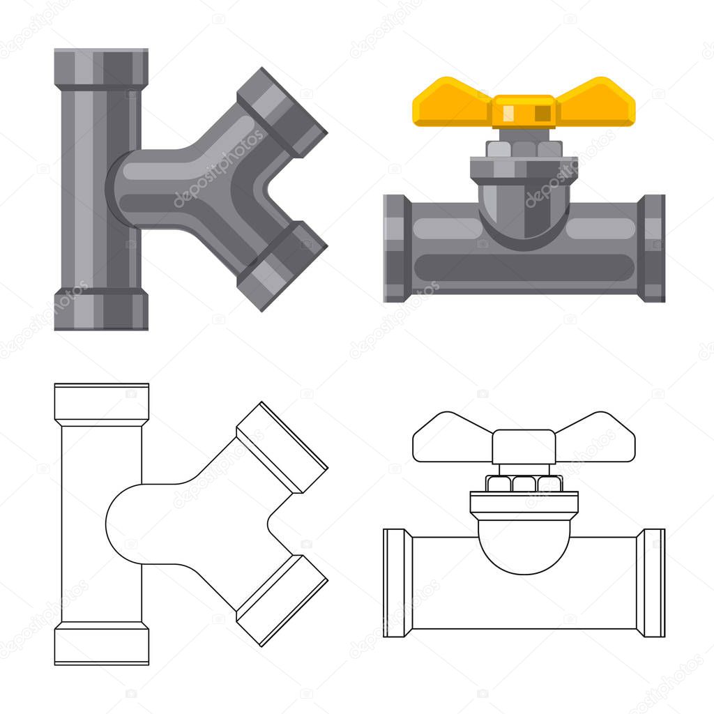 Isolated object of pipe and tube sign. Set of pipe and pipeline stock symbol for web.