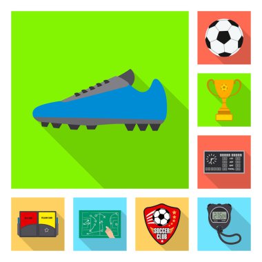 Futbol ve dişli işareti tasarımını vektör. Web için futbol ve turnuva hisse senedi simgesi kümesi.