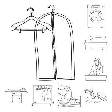Çamaşırhane ve temiz simge vektör çizimi. Çamaşırhane ve giyim koleksiyonu stok web simgesi.