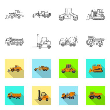 Yapı ve inşaat simge vektör tasarımı. Yapı ve makine hisse senedi vektör çizim seti.