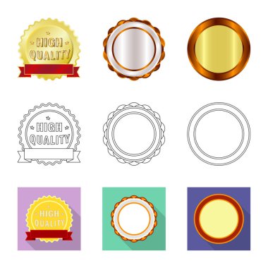 İllüstrasyon işareti amblemi ve rozet vektör. Hisse senedi için amblem ve etiket vektör simge topluluğu.