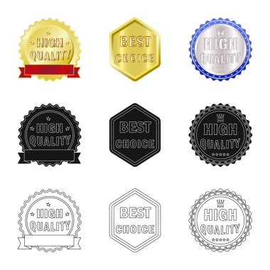 Amblem ve rozet simge vektör Illustration. Amblem ve etiket hisse senedi simgesi için web topluluğu.