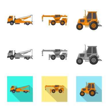 Yapı ve inşaat logo vektör Illustration. Yapı ve makine hisse senedi vektör çizim seti.